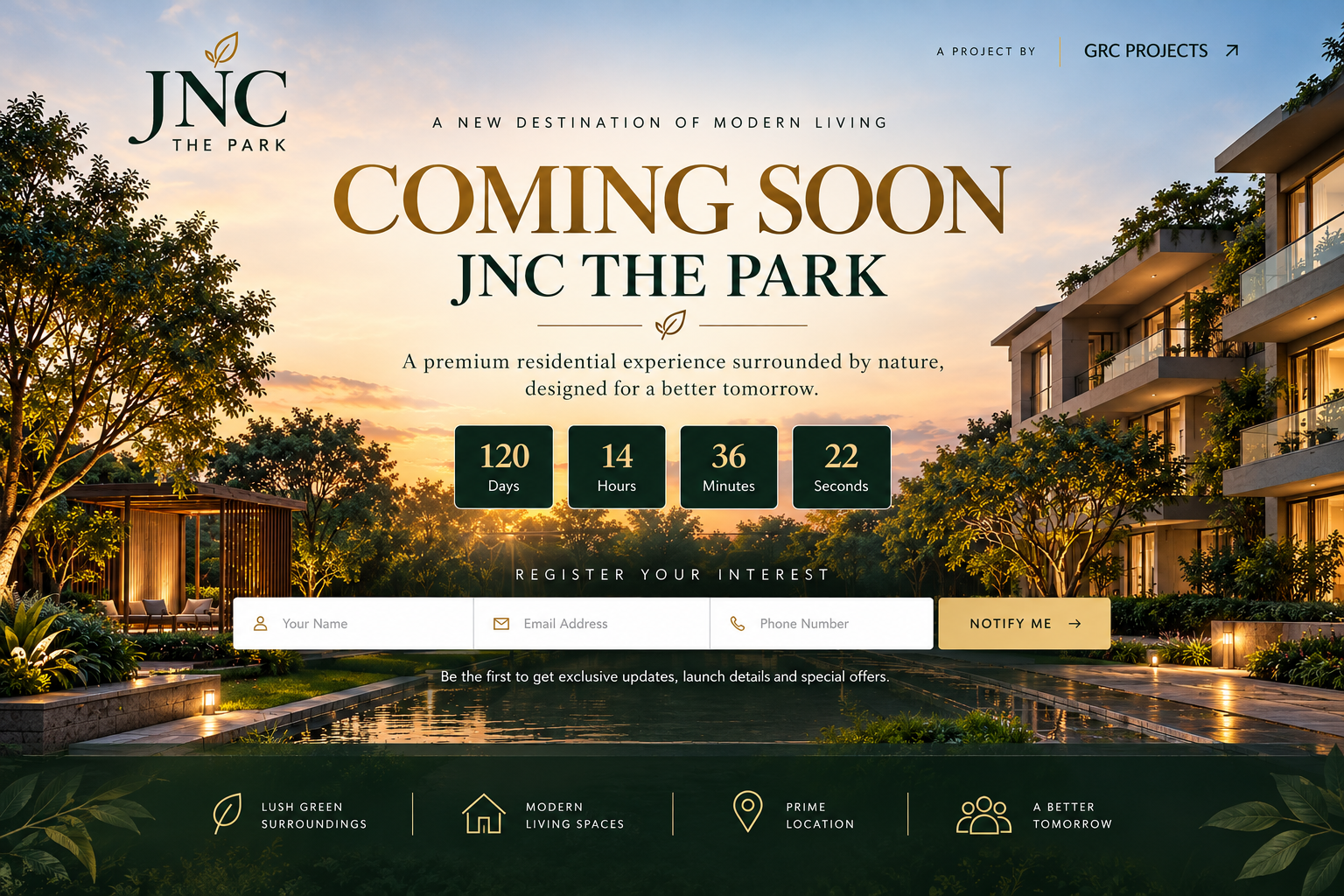 JNC The Park Coming Soon website design